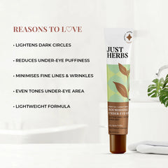 Under-eye gel tube with leaf label, standing upright