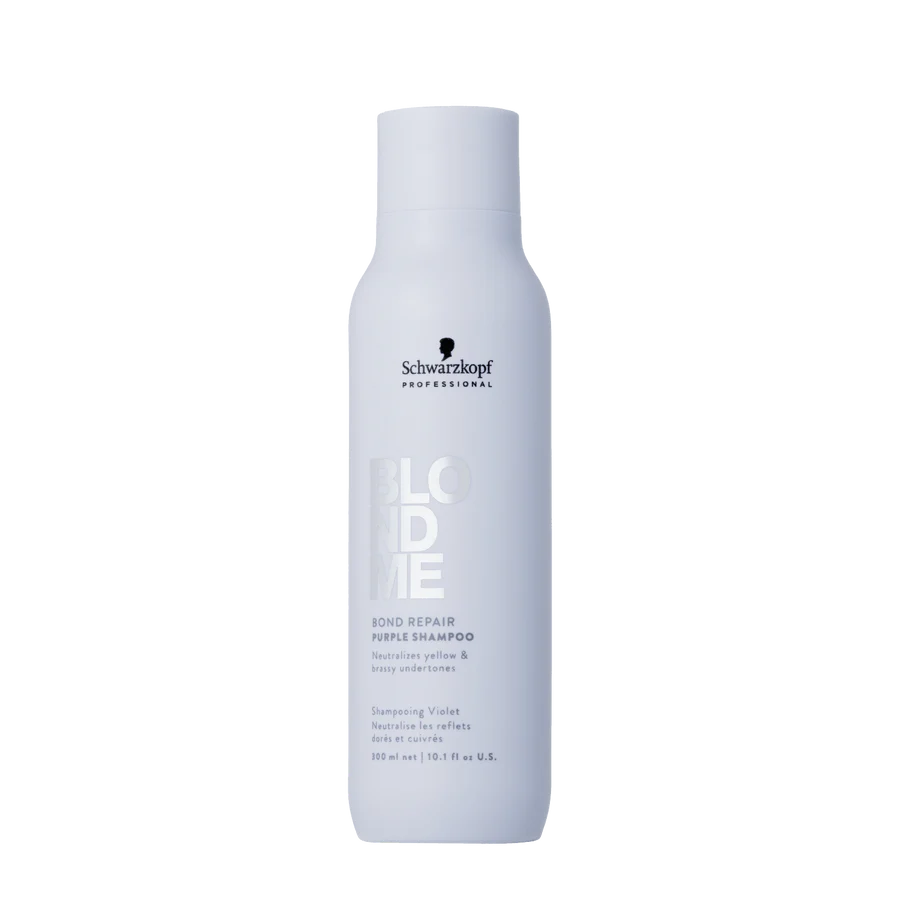 Schwarzkopf Blondme Bond Repair purple shampoo bottle, 300 ml