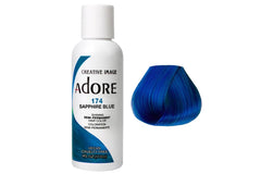 ADORE Sapphire 174 hair dye bottle with deep blue color swatch