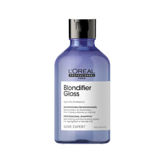 LOreal Professionnel Blondifier Gloss shampoo bottle, 300 ml, blue with black cap