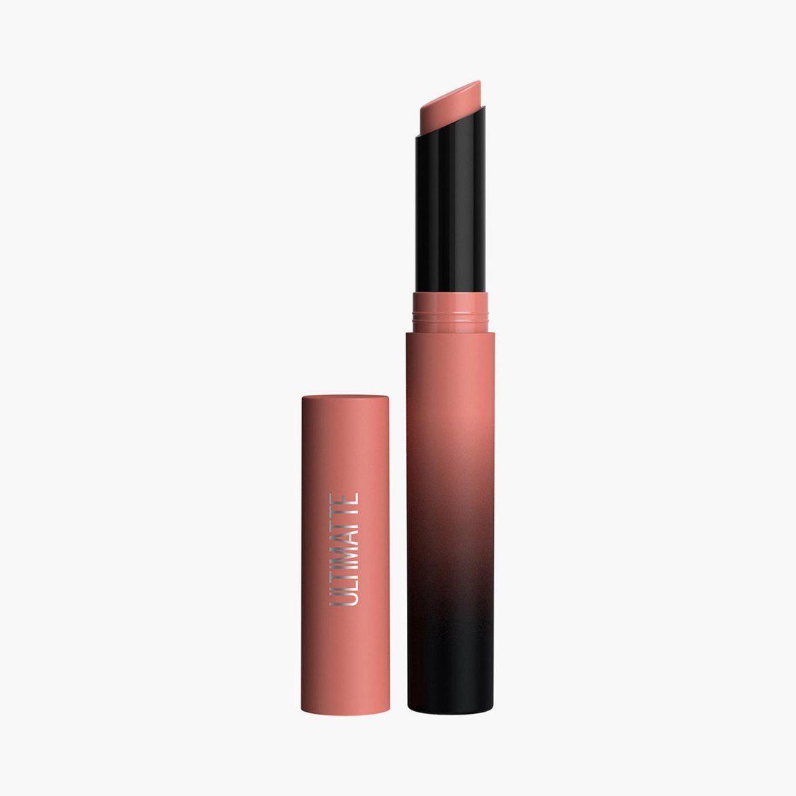 Nude matte lipstick, black tube with pink cap, Maybelline New York