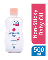 Johnson's baby oil bottle with pink cap, 500 ml