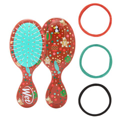 Elf-themed mini detangler hair brush set with three elastic bands