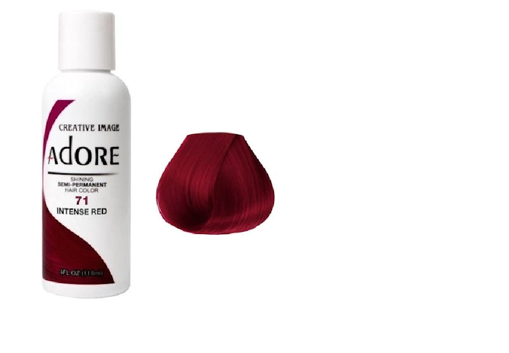 ADORE semipermanent hair dye, intense red shade 71 with color swatch