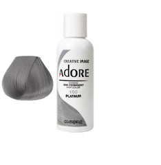 Platinum hair colorant bottle with white cap, ADORE label, Creative Image 150