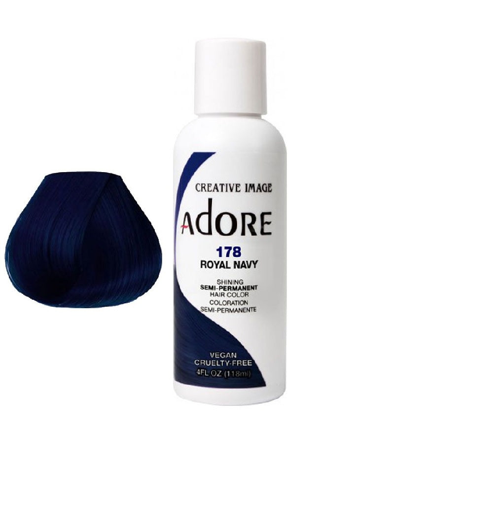 Adore Royal Navy semi-permanent hair color, 4 fl oz bottle with cap