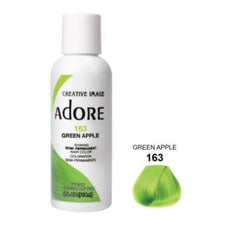 ADORE Green Apple hair color cream, bottle with green apple shade swatch, 163.