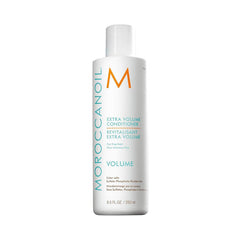 Moroccanoil Extra Volume conditioner bottle with white label and silver pump cap