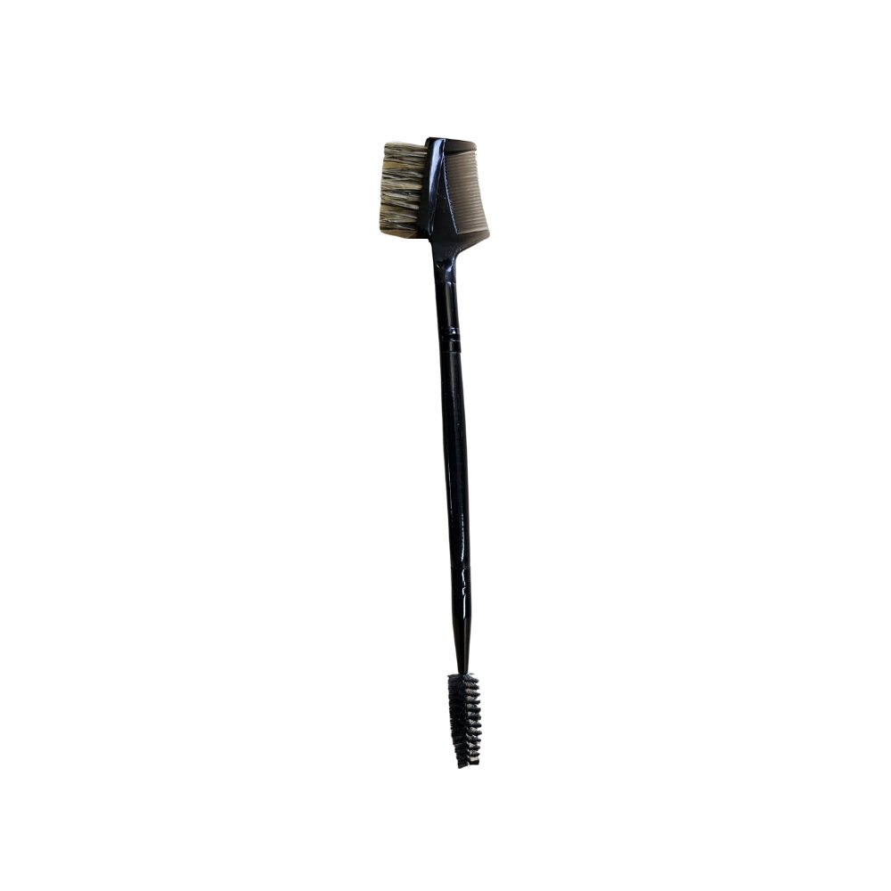 3-in-1 eyebrow and eyelash shaper brush with black handle