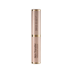Non-transfer waterproof matte lipstick tube in hot red, gold-trim cap