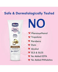 Chicco baby cream tube with ingredient exclusions list for safe and dermatologically tested use