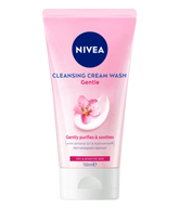 Nivea Gentle Cleansing Cream Wash tube, pink with flip-top cap, 150 ml.