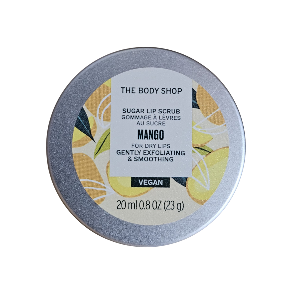 The Body Shop Mango Sugar Lip Scrub 20 ml round tin with label