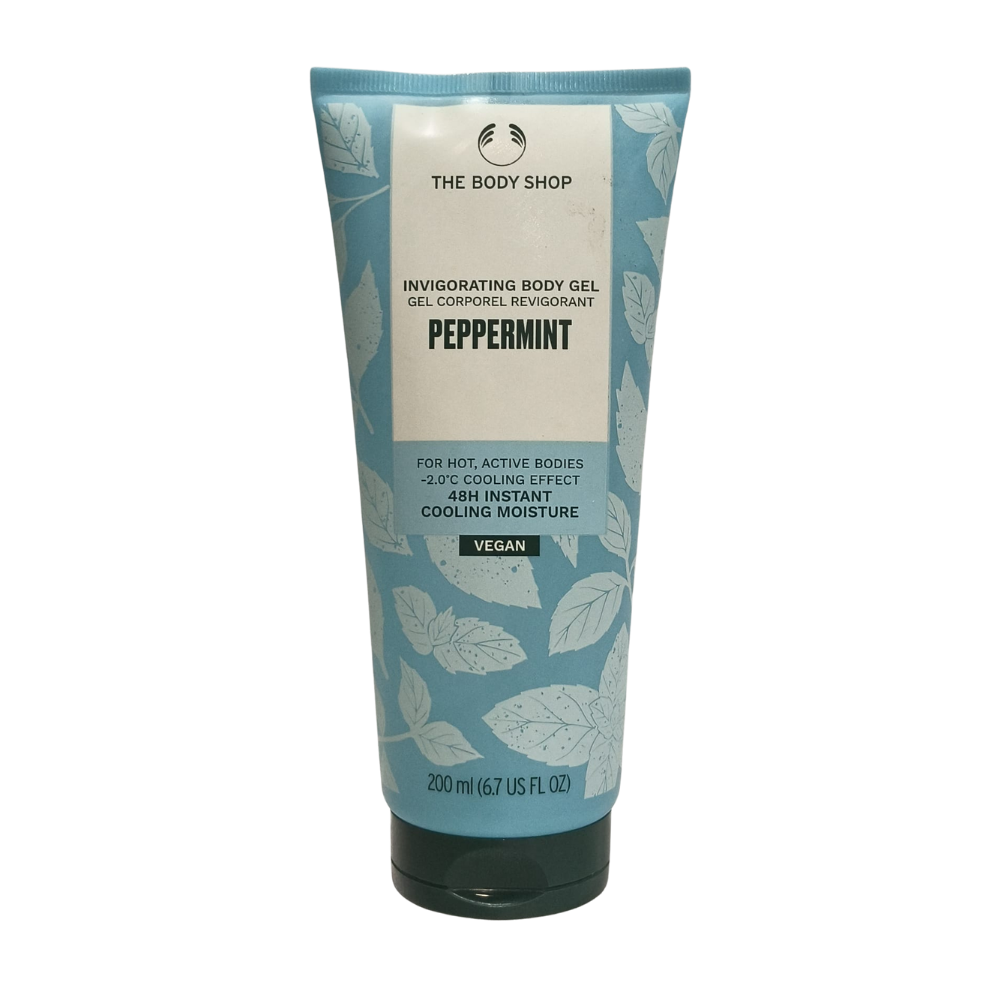 The Body Shop Peppermint invigorating body gel in teal tube, 200 ml