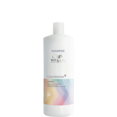 Wella Professionals ColorMotion+ shampoo bottle, white plastic with screw cap