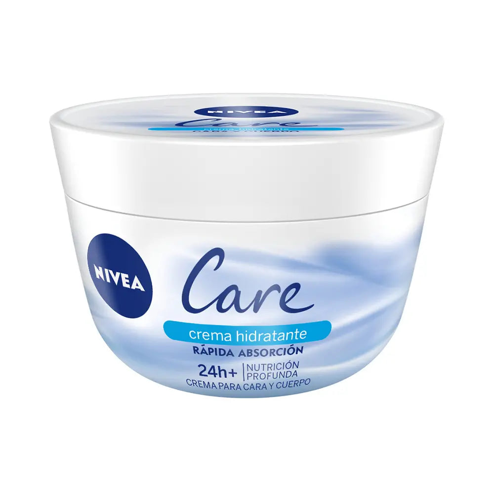 Nivea Care nourishing cream tub with white lid and blue label