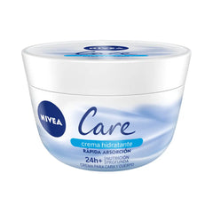 Nivea Care nourishing cream tub with white lid and blue label