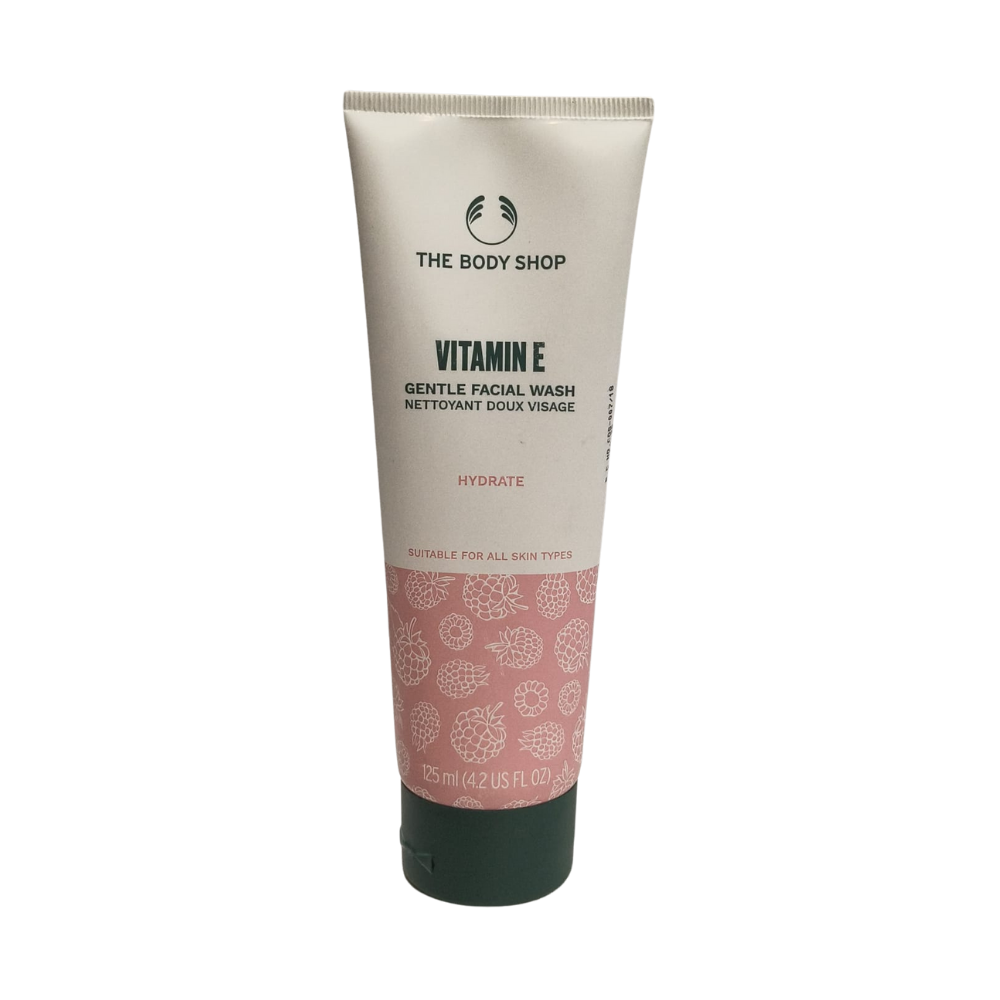 The Body Shop Vitamin E gentle facial wash tube, cream and green, 125 ml