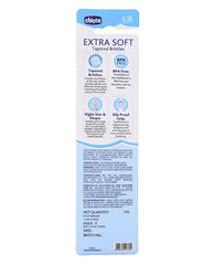 Kids toothbrush packaging back with extra-soft tapered bristles and BPA-free info
