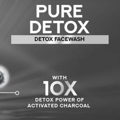 Detox facewash label text graphic with 10X detox power of activated charcoal