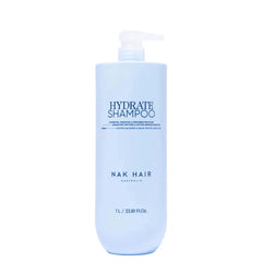 NAK Hydrate Shampoo bottle with pump, 1 L, light blue design