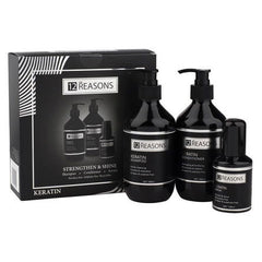 Keratin Strengthen & Shine gift set with pump bottles, in a box
