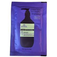 Blue lavender violet tone correcting shampoo sachet, 8 ml, for blonde hair