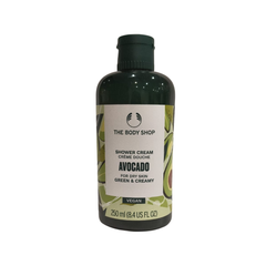 The Body Shop avocado shower cream bottle, 250 ml, dark green
