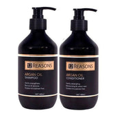 Argan oil shampoo and conditioner bundle, two black pump bottles, 400ml each