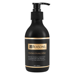 12 REASONS creative styling creme pump bottle, black with gold label, 250 ml
