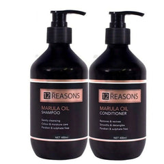 12 Reasons marula oil shampoo & conditioner bottles, 400 ml, with pump tops