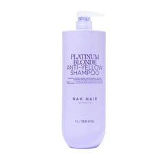 NAK Platinum Blonde anti-yellow shampoo, 1 L bottle with pump top