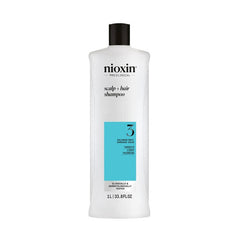 Nioxin scalp + hair thickening shampoo bottle, System 3, 1L, white with black cap