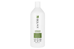 Biolage Strength Recovery shampoo bottle, white plastic with green logo, 1000 ml