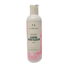 The Body Shop glowing cherry blossom shower gel bottle with pink label