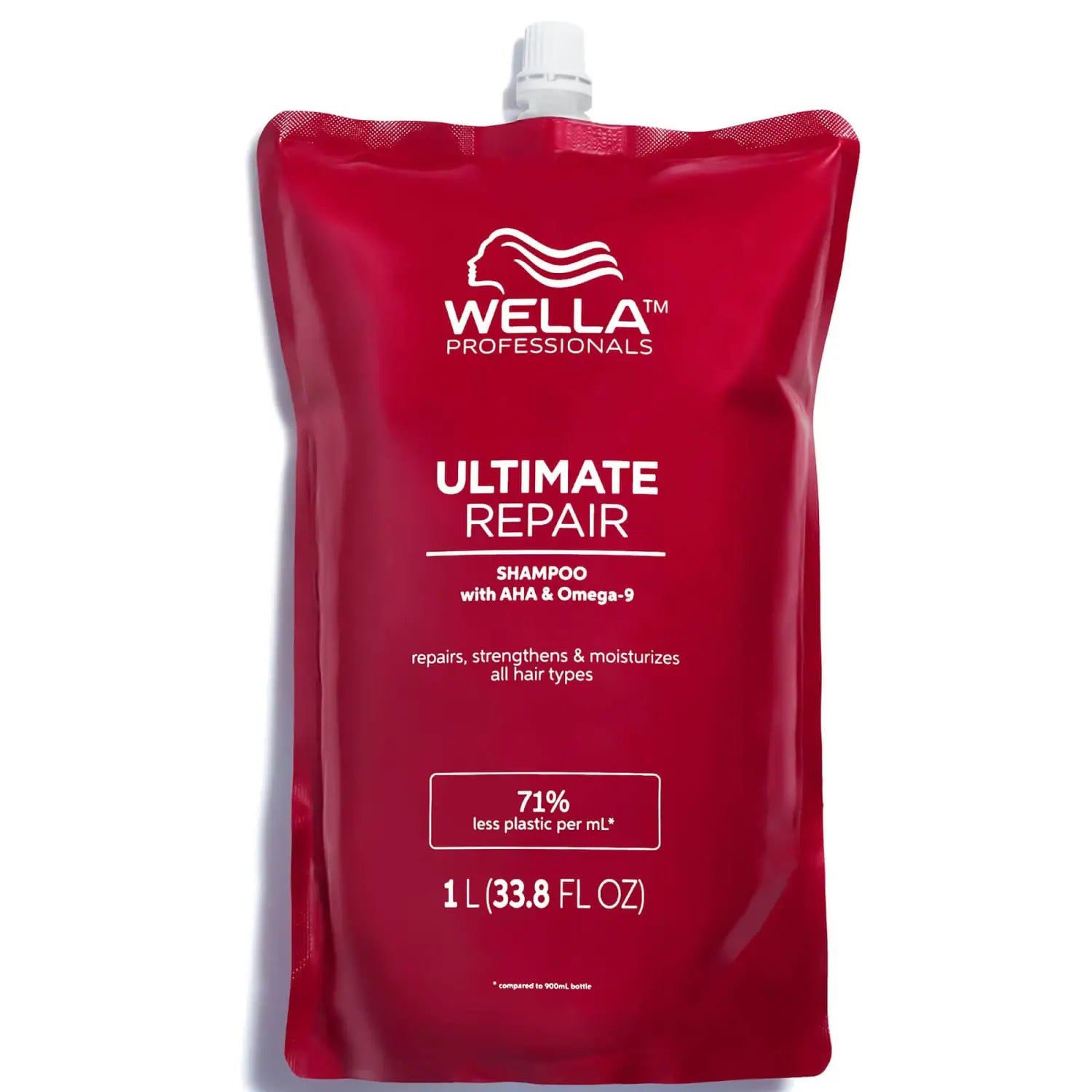 Wella Professionals Ultimate Repair shampoo pouch, red refill with white cap, 1L