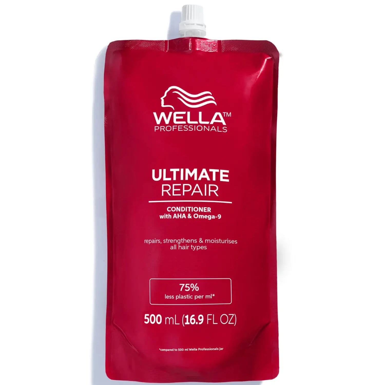 Wella Professionals Ultimate Repair conditioner pouch, red, 500 mL refill sachet