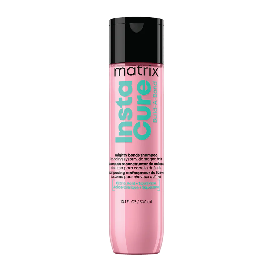 Matrix Instacure bond shampoo bottle, 300 ml, pink bottle with black cap