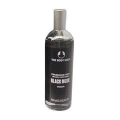 Fragrance mist bottle with black liquid and silver spray cap, 100 ml