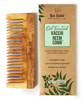 Oil-treated neem wood wide-tooth shampoo comb with large teeth, with product box