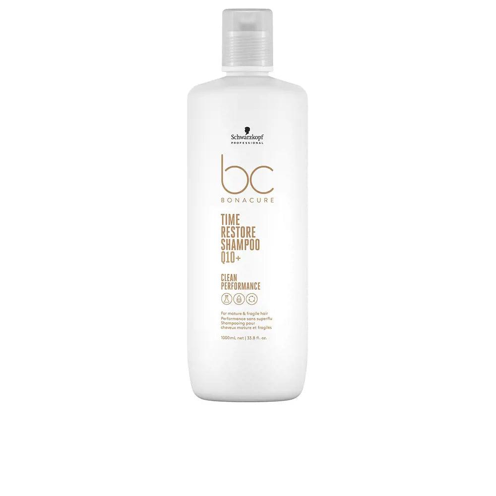 Schwarzkopf Professional BC Time Restore Shampoo bottle, 1000 ml, white plastic.
