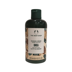 The Body Shop shea shower cream bottle, 250 ml, dark bottle with label