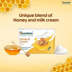 Himalaya Honey & Cream soap box with honey and milk cream illustrations