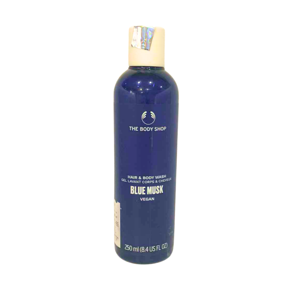 The Body Shop Blue Musk gel hair & body wash, 250 ml bottle