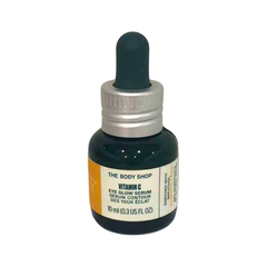 Eye glow serum bottle with dropper, dark teal glass and metal cap, 10 mL