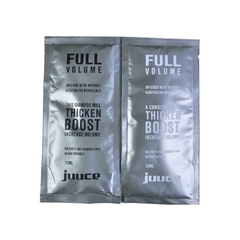 Juuce Full Volume thicken boost shampoo & conditioner sachets, 15 mL, silver foil