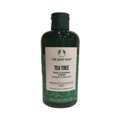 Tea Tree skin clearing toner bottle with dark green cap, 250 ml