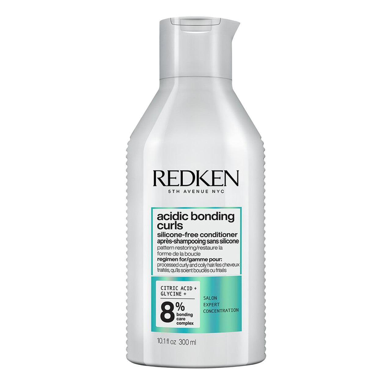 Redken acidic bonding curls conditioner bottle, 300 ml, white bottle with teal label