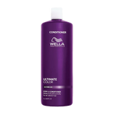 Purple hair conditioner bottle with white cap, Wella Professionals Ultimate Color label