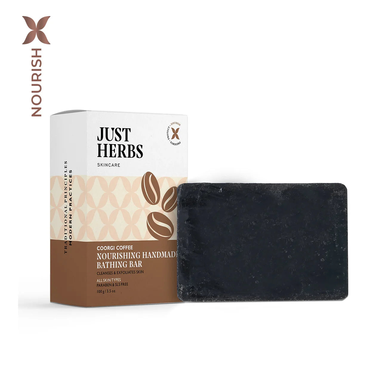 Nourishing coffee bathing bar soap with gift box and dark bar